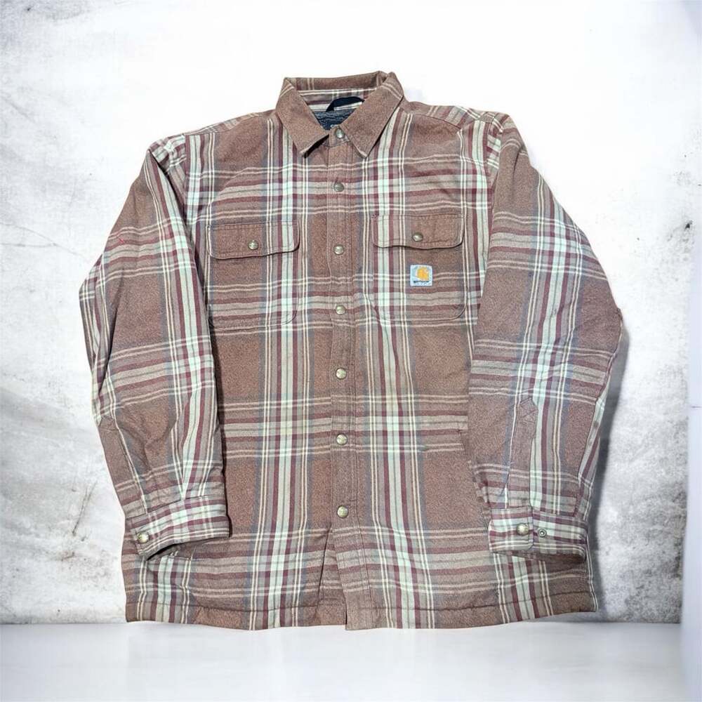 Carhartt Relaxed Fit Flannel Sherpa Lined Shirt Jac Size L